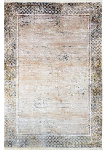 Geometrik Gold Viskon Dikdörtgen Modern Desenli Akrilik Hav Vermeyen Leke Tutmayan Kolay Temizlenen Yumuşak Makine Salon Yolluk Mutfak Halı