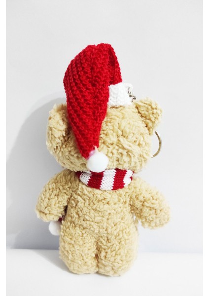 Kraft Kutulu Peluş Krem Yılbaşı Şapkalı Ayıcıklı Anahtarlık - 15 cm - Yılbaşı Hediyesi - Oyuncak fiyatları