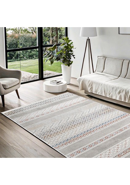 Gri Figürlü Etnik Modern Desenli Pamuk Makinada Yıkanabilir Hav Toz Vermez Leke Tutmayan Kaymaz Taban Dijital Makine Baskı Salon Yolluk Mutfak Halı modelleri