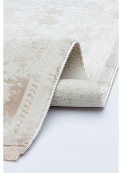 Priyan Ekru Göbekli Etnik Modern Desenli Viskon Hav Vermeyen Leke Tutmayan Kolay Temizlenen Yumuşak Makine Salon Yolluk Mutfak Halı fırsatları