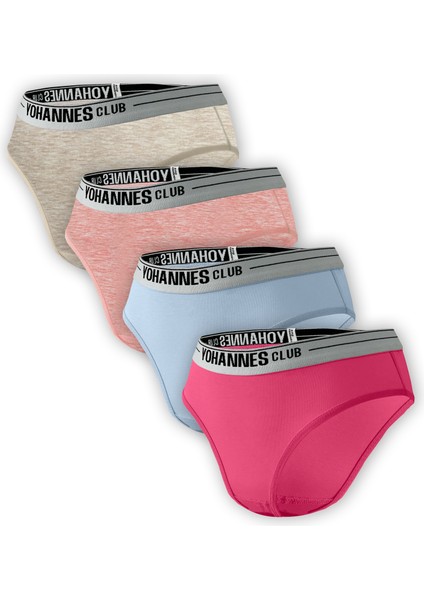 Kız Çocuk, Pamuklu Slip Külot, 4'lü Paket, Nazik Lastik Yapısı