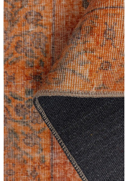 Porthcurno Klasik Turuncu Polyester Dikdörtgen Modern Desenli Pamuk Makinada Yıkanabilir Hav Toz Vermez Leke Tutmayan Kaymaz Taban Dijital Makine Baskı Salon Yolluk Mutfak Halı fırsatları