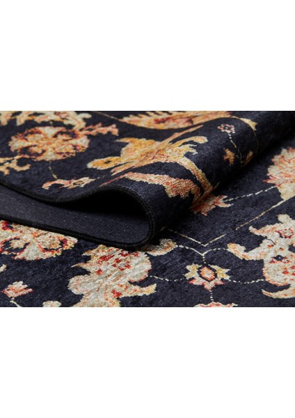 Georgiyevsk Siyah Göbekli Etnik Modern Desenli Makinada Yıkanabilir Hav Toz Vermez Leke Tutmayan Kaymaz Taban Dijital Makine Baskı Salon Yolluk Mutfak Halı fiyatları