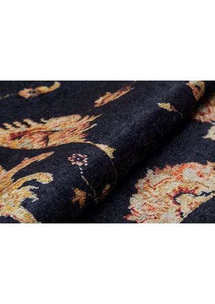 Georgiyevsk Siyah Göbekli Etnik Modern Desenli Makinada Yıkanabilir Hav Toz Vermez Leke Tutmayan Kaymaz Taban Dijital Makine Baskı Salon Yolluk Mutfak Halı modelleri