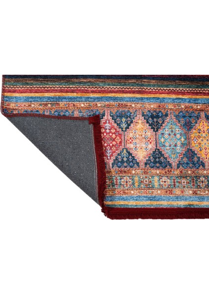 Tilburg Etnik Bordo Polyester Dikdörtgen Modern Desenli Pamuk Makinada Yıkanabilir Hav Toz Vermez Leke Tutmayan Kaymaz Taban Dijital Makine Baskı Salon Yolluk Mutfak Halı fırsatları