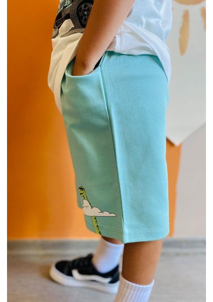 Erkek Çocuk Şortlu Takım Maceracı Dinozor Baskılı 2-6 Yaş, Beyaz fırsatları