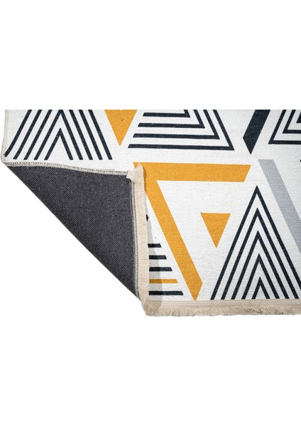 Enschede Geometrik Sarı Polyester Dikdörtgen Modern Desenli Pamuk Makinada Yıkanabilir Hav Toz Vermez Leke Tutmayan Kaymaz Taban Dijital Makine Baskı Salon Yolluk Mutfak Halı modelleri
