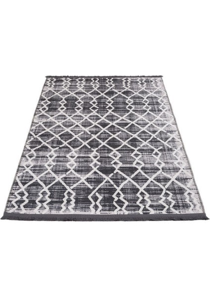 Hilversum Geometrik Siyah Polyester Dikdörtgen Modern Desenli Pamuk Makinada Yıkanabilir Hav Toz Vermez Leke Tutmayan Kaymaz Taban Dijital Makine Baskı Salon Yolluk Mutfak Halı fiyatları