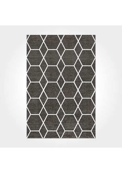 Callie Geometrik Siyah Polyester Dikdörtgen Modern Desenli Pamuk Makinada Yıkanabilir Hav Toz Vermez Leke Tutmayan Kaymaz Taban Dijital Makine Baskı Salon Yolluk Mutfak Halı