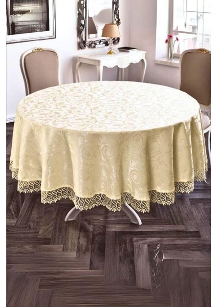 Güpürlü Kdk Yuvarlak Masa Örtüsü