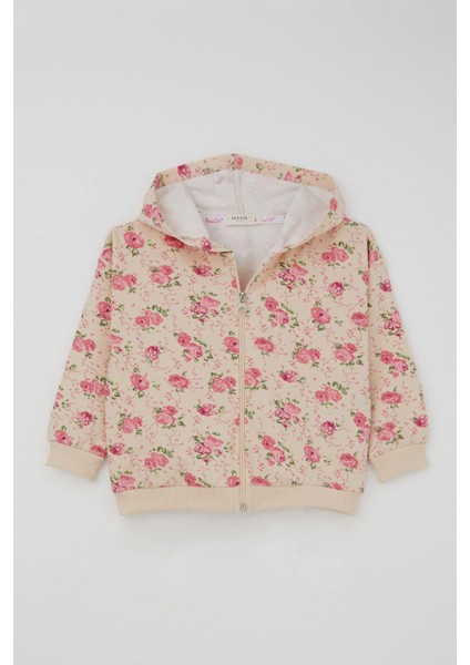 Kız Çocuk Eşofman Takımı Çiçek Desenli Kapüşonlu 1.5-5 Yaş, Krem fiyatları