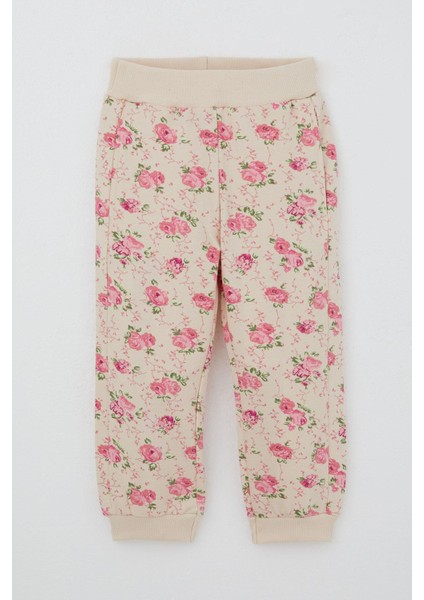 Kız Çocuk Eşofman Takımı Çiçek Desenli Kapüşonlu 1.5-5 Yaş, Krem modelleri