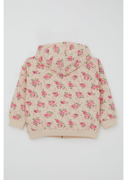 Kız Çocuk Eşofman Takımı Çiçek Desenli Kapüşonlu 1.5-5 Yaş, Krem fırsatları