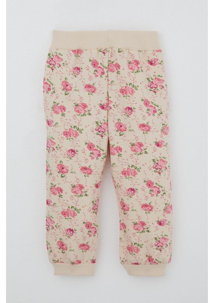 Kız Çocuk Eşofman Takımı Çiçek Desenli Kapüşonlu 1.5-5 Yaş, Krem indirimleri