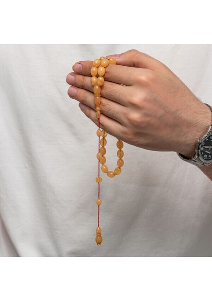 Sıkma Kehribar 925 Ayar Gümüş Tesbih