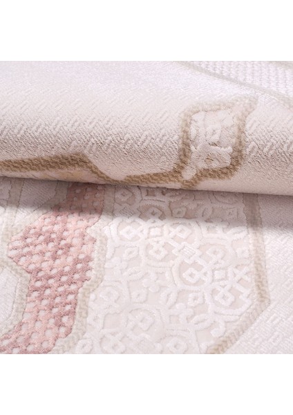 Mckinley Çerçeveli Pembe Akrilik Dikdörtgen Modern Desenli Akrilik Hav Vermeyen Leke Tutmayan Kolay Temizlenen Yumuşak Makine Salon Yolluk Mutfak Halı modelleri