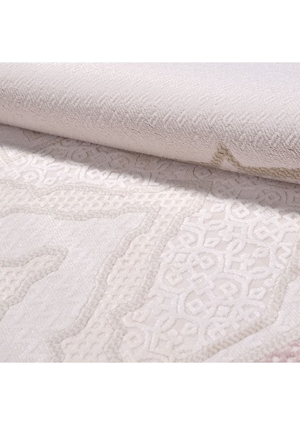 Mckinley Çerçeveli Pembe Akrilik Dikdörtgen Modern Desenli Akrilik Hav Vermeyen Leke Tutmayan Kolay Temizlenen Yumuşak Makine Salon Yolluk Mutfak Halı fırsatları