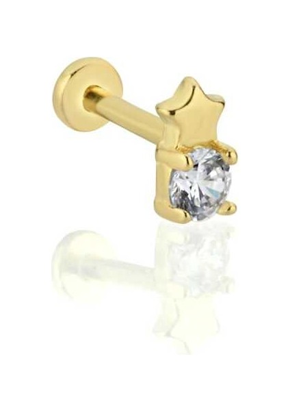 Yıldızlı Kafes Taşlı Tragus Piercing