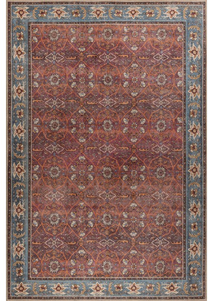 Kilifi Çerçeveli Mavi Polyester Dikdörtgen Modern Desenli Pamuk Makinada Yıkanabilir Hav Toz Vermez Leke Tutmayan Kaymaz Taban Dijital Makine Baskı Salon Yolluk Mutfak Halı fiyatları