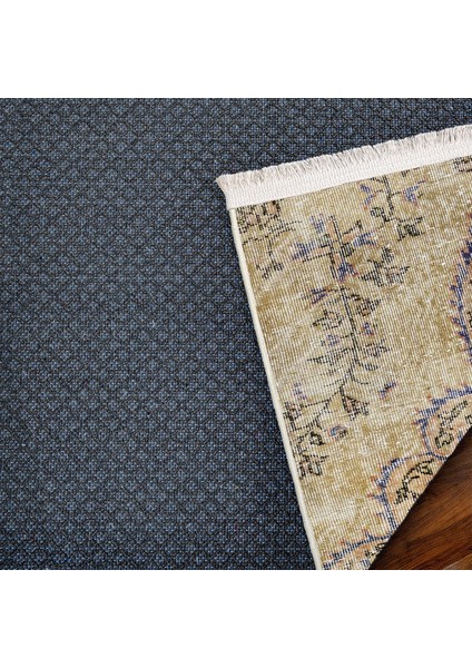 Lacivert Klasik Etnik Modern Desenli Pamuk Makinada Yıkanabilir Hav Toz Vermez Leke Tutmayan Kaymaz Taban Dijital Makine Baskı Salon Yolluk Mutfak Halı indirimleri