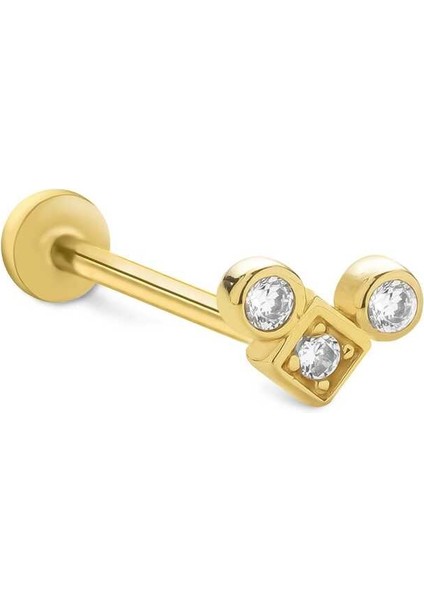Nokta & Kare Taşlı Tragus Piercing