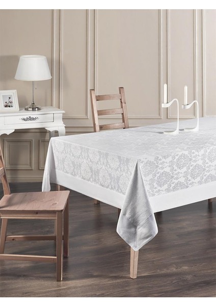 Bordürlü Damask Coton Masa Örtüsü