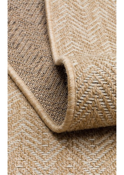 Ishani Bej Modern Etnik Desenli Poliproplen Hav Vermeyen Leke Tutmayan Kolay Temizlenen Yumuşak Makine Salon Yolluk Mutfak Halı