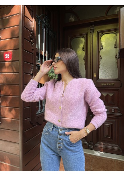 HRK0003 Kadın Teddy Peluş Havlu Örgü Gold Düğmeli Triko Hırka fiyatları