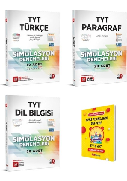 TYT Türkçe - Paragraf - Dil Bilgisi 3'lü Denemeleri + Planlama Defteri