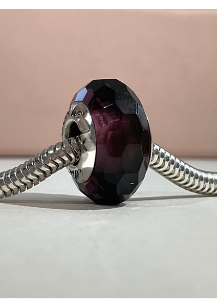 Fuşya Renk Toparlak Gümüş Charm modelleri