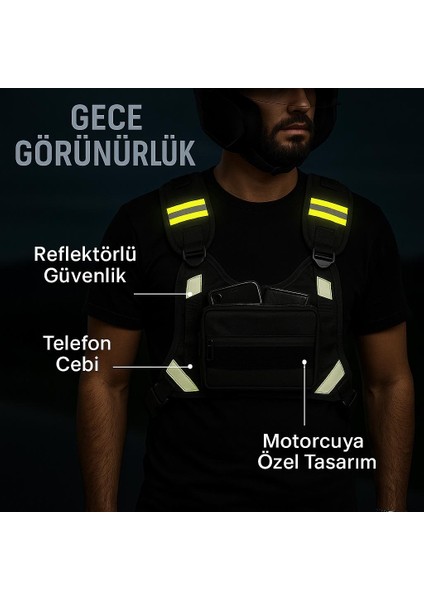 Reflektörlü Motorcu Göğüs Çantası – Su Geçirmez, Çok Cepli Yeni Nesil fırsatları