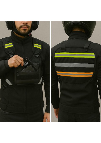 Reflektörlü Motorcu Göğüs Çantası – Su Geçirmez, Çok Cepli Yeni Nesil indirimleri