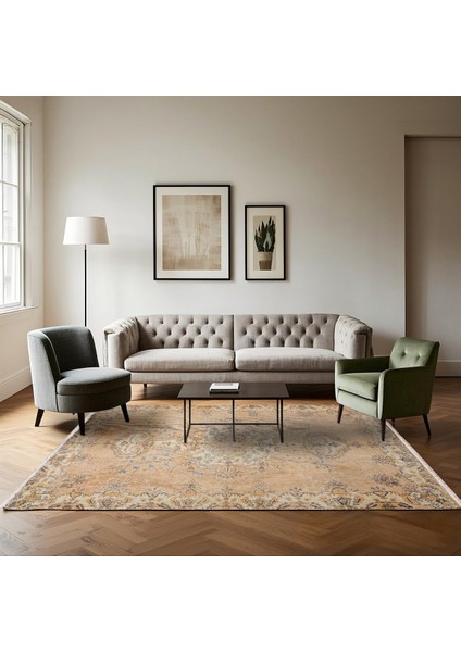 Bej Klasik Etnik Modern Desenli Pamuk Makinada Yıkanabilir Hav Toz Vermez Leke Tutmayan Kaymaz Taban Dijital Makine Baskı Salon Yolluk Mutfak Halı fırsatları