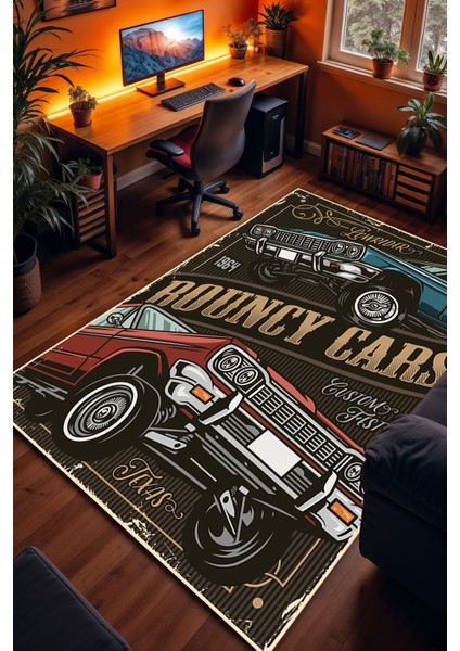 Anitika Araç Desenli Kaymaz Taban Makinede Yıkanabilir Gaming Oyuncu Gamer Genç Odası Halısı modelleri