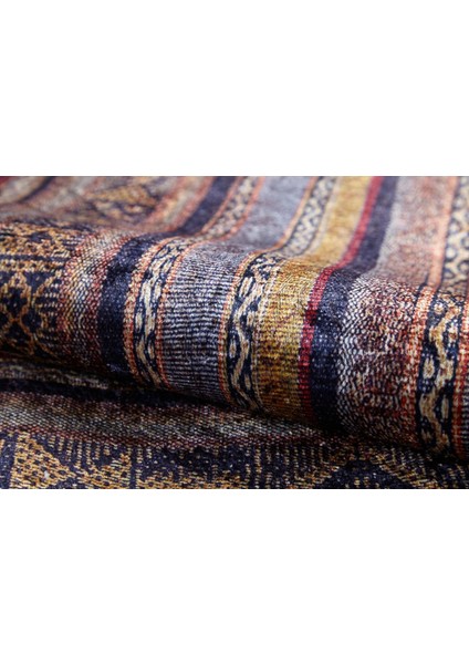 Sialkot Lacivert Çerçeveli Etnik Modern Desenli Makinada Yıkanabilir Hav Toz Vermez Leke Tutmayan Kaymaz Taban Dijital Makine Baskı Salon Yolluk Mutfak Halı indirimleri