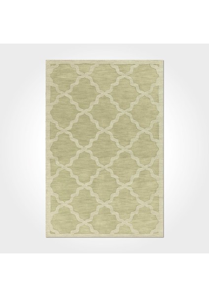 Everly Geometrik Yeşil Polyester Dikdörtgen Modern Desenli Pamuk Makinada Yıkanabilir Hav Toz Vermez Leke Tutmayan Kaymaz Taban Dijital Makine Baskı Salon Yolluk Mutfak Halı