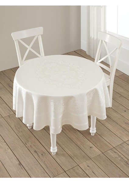 Pano Jakarlı Caramel Yuvarlak Masa Örtüsü fiyatları