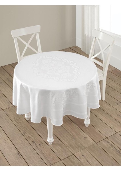 Pano Jakarlı Caramel Yuvarlak Masa Örtüsü fırsatları