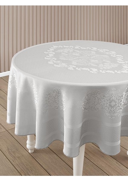 Pano Jakarlı Caramel Yuvarlak Masa Örtüsü