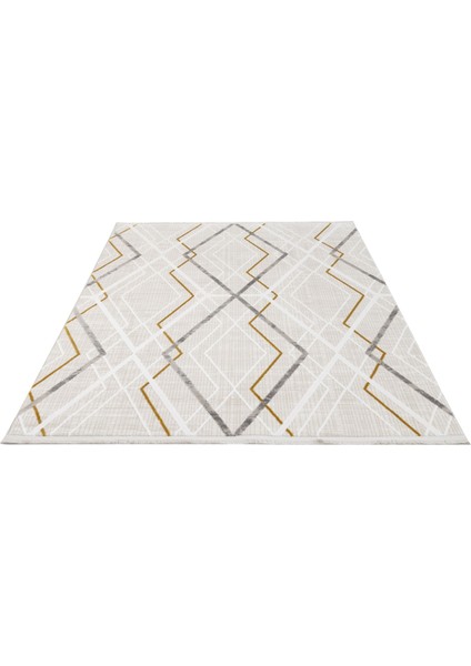 Berernger Geometrik Gold Akrilik Dikdörtgen Modern Desenli Akrilik Hav Vermeyen Leke Tutmayan Kolay Temizlenen Yumuşak Makine Salon Yolluk Mutfak Halı fiyatları