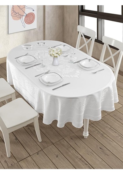 Pano Jakarlı Caramel Oval Masa Örtüsü fırsatları