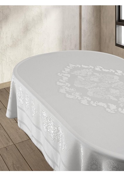 Pano Jakarlı Caramel Oval Masa Örtüsü