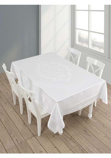 Pano Jakarlı Caramel Dikdörtgen Masa Örtüsü
