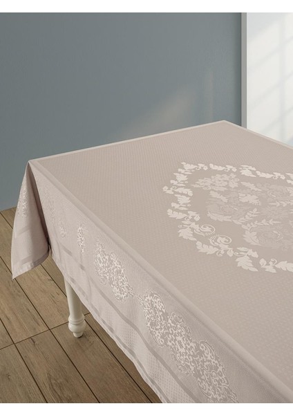 Pano Jakarlı Caramel Dikdörtgen Masa Örtüsü