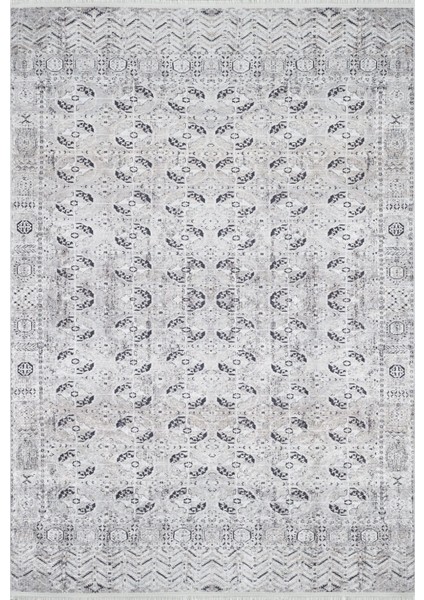 Srinagar Bej Modern Etnik Desenli Makinada Yıkanabilir Hav Toz Vermez Leke Tutmayan Kaymaz Taban Dijital Makine Baskı Salon Yolluk Mutfak Halı