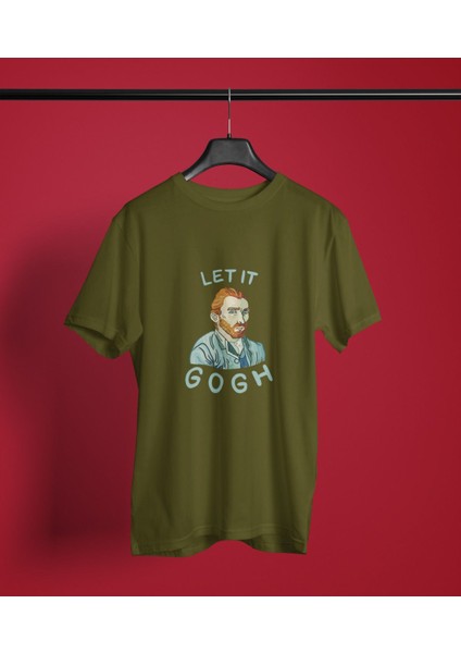 Let It Gogh Baskılı / Erkek Haki Yeşil Renk T-Shirt / %100 Pamuk Premium Quality / Regular Fit fiyatları