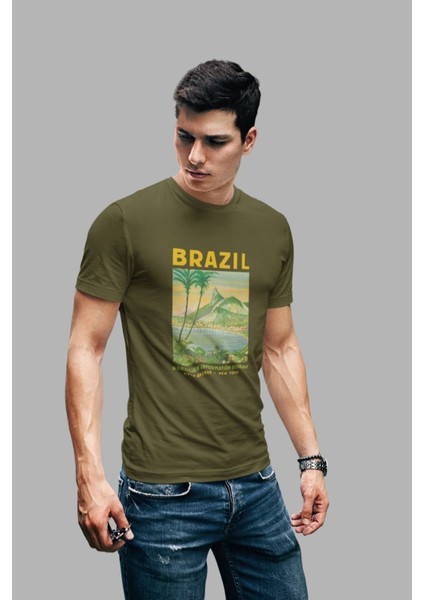 Brazıl Baskılı/ Erkek Çok Renkli T-Shirt / Premium Quality / Regular Fit fiyatları