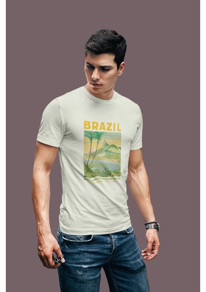 Brazıl Baskılı/ Erkek Çok Renkli T-Shirt / Premium Quality / Regular Fit