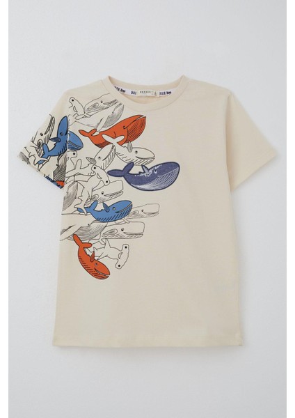 Erkek Çocuk Tişört Mavi Dünyanın Kahramanları Balinalar 5-9 Yaş, Krem indirimleri