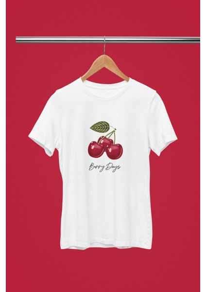 Berry Dayss Kiraz Baskılı / Kadın Çok Renkli T-Shirt %100 Pamuk Regular Fıt Rahat Kalıp fiyatları